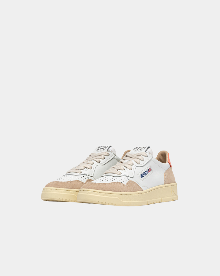 LOW SNEAKER 80's LS13 | Suede White/ Peach Pink