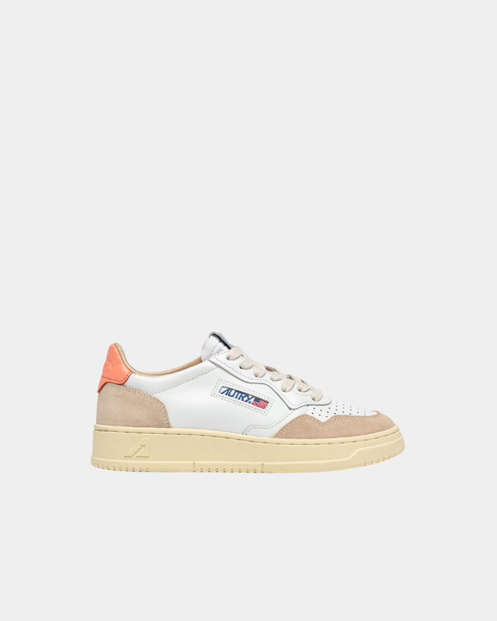 LOW SNEAKER 80's LS13 | Suede White/ Peach Pink