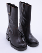 BIAMARY MID PULL ON BOOT PULL UP LEATHER | Brown