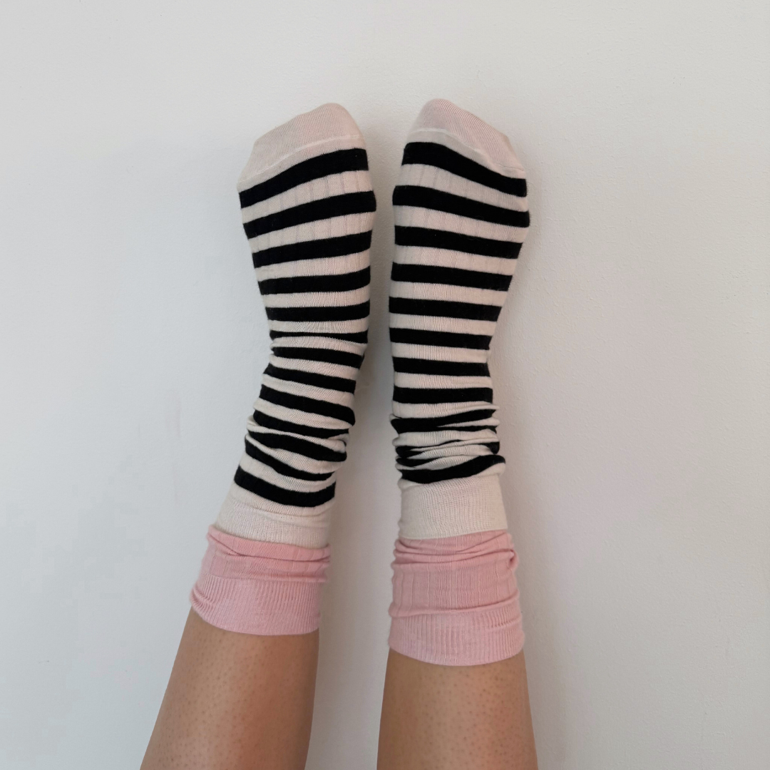 THE WANTS SOCKS I - Striped Ivory/Black
