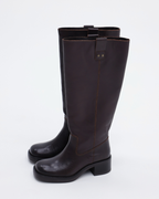 BIAMARY KNEE HIGH PULL ON BOOT PULL UP LEATHER | Brown