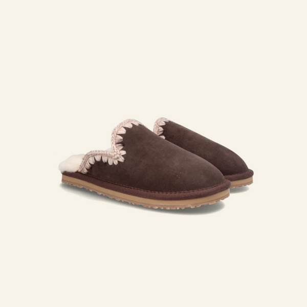 SUEDE SLIPPER FULL ESKIMO STITCH | Mocha