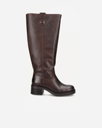 BIAMARY KNEE HIGH PULL ON BOOT PULL UP LEATHER | Brown