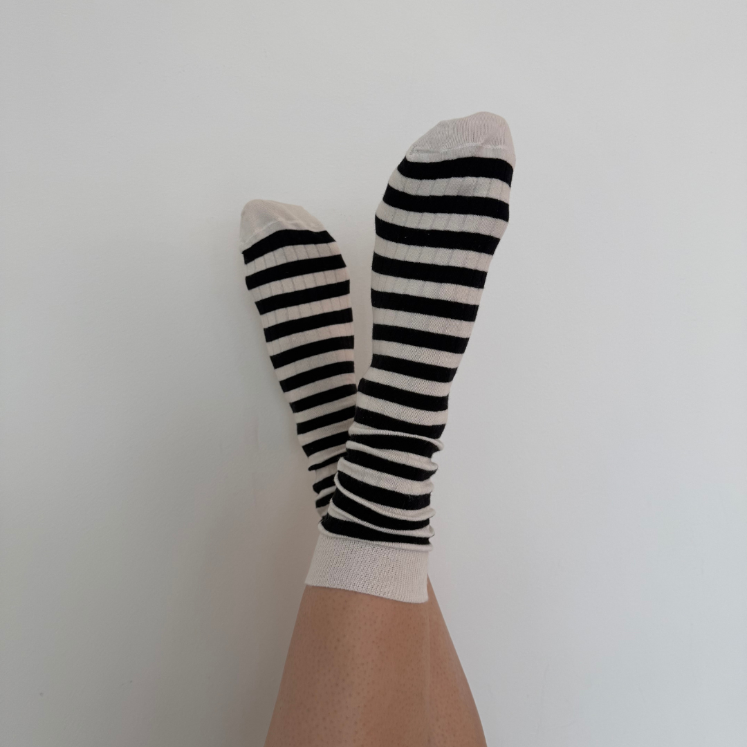 THE WANTS SOCKS I - Striped Ivory/Black