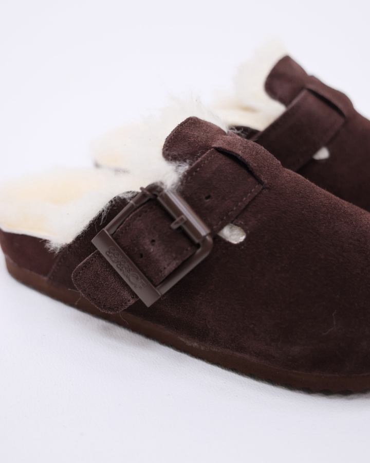 FURRY SABOT REAL SHEEPSKIN | Chocolate