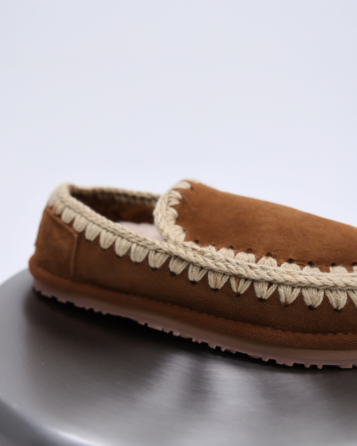 SLIPPER ESKIMO OVERSIZED STITCHING | Cognac
