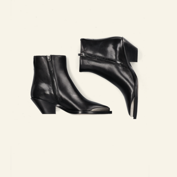 ADNAE LEATHER METAL BOOTS | Black