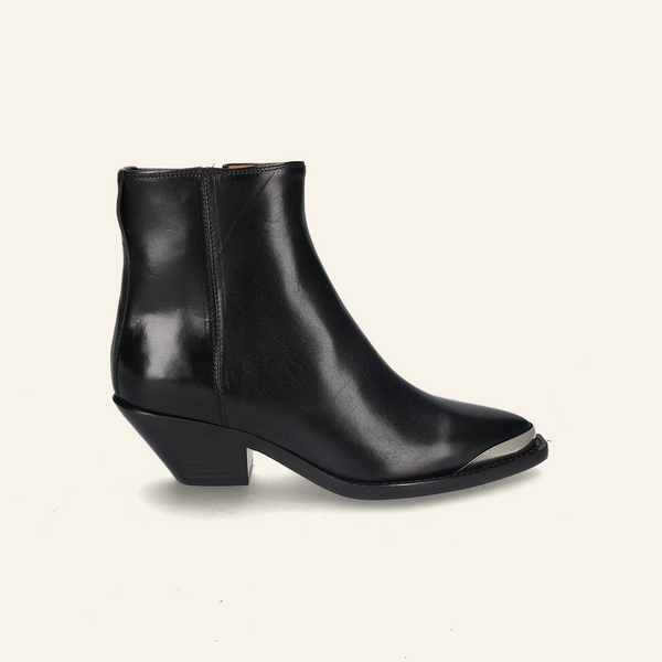 ADNAE LEATHER METAL BOOTS | Black