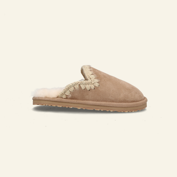 SUEDE SLIPPER FULL ESKIMO STITCH | Camel