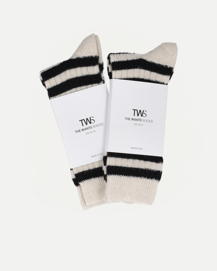 THE WANTS SOCKS II - Striped Ivory/Black
