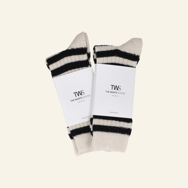 THE WANTS SOCKS II - Striped Ivory/Black