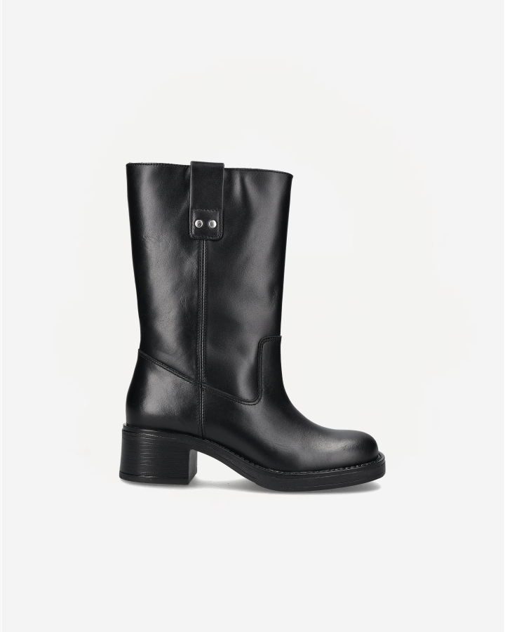 BIAMARY MID PULL ON BOOT SMOOTH LEATHER | Black