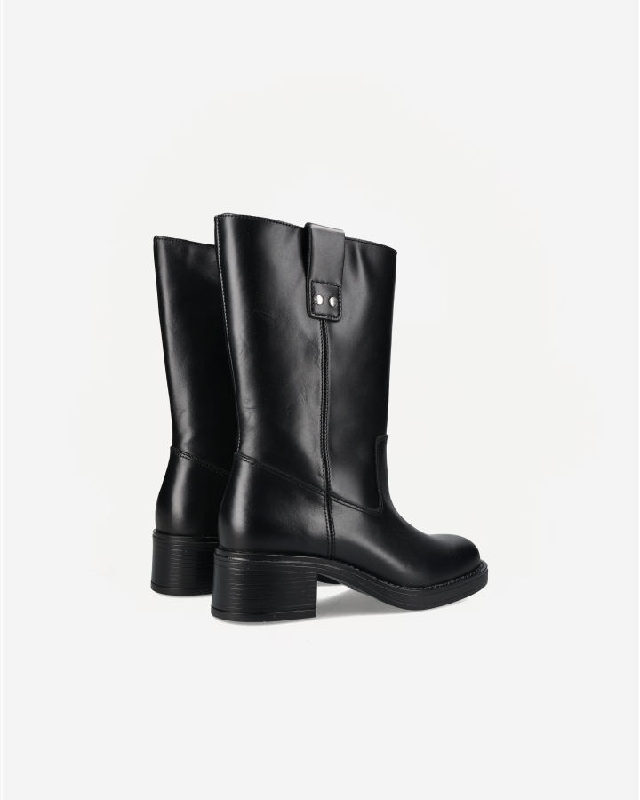 BIAMARY MID PULL ON BOOT SMOOTH LEATHER | Black