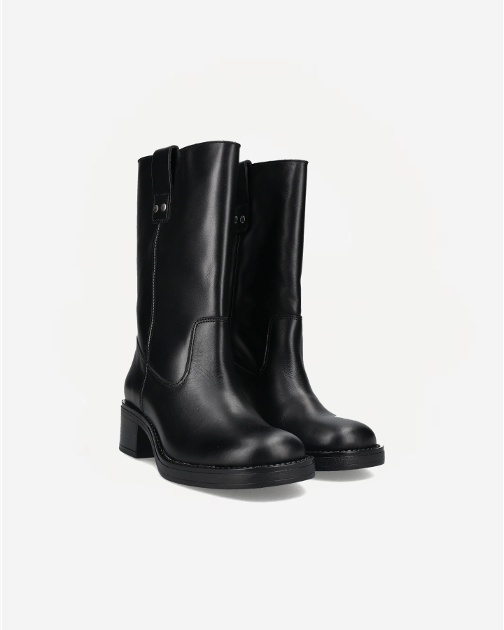 BIAMARY MID PULL ON BOOT SMOOTH LEATHER | Black