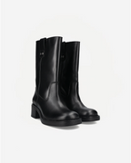 BIAMARY MID PULL ON BOOT SMOOTH LEATHER | Black