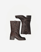 BIAMARY MID PULL ON BOOT PULL UP LEATHER | Brown