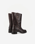 BIAMARY MID PULL ON BOOT PULL UP LEATHER | Brown