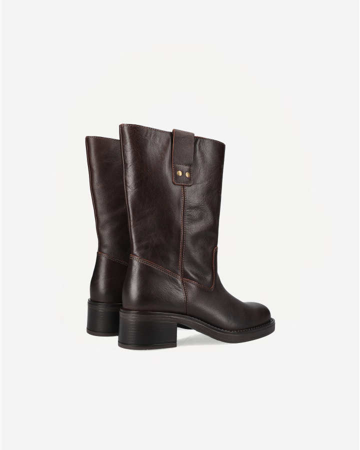 BIAMARY MID PULL ON BOOT PULL UP LEATHER | Brown
