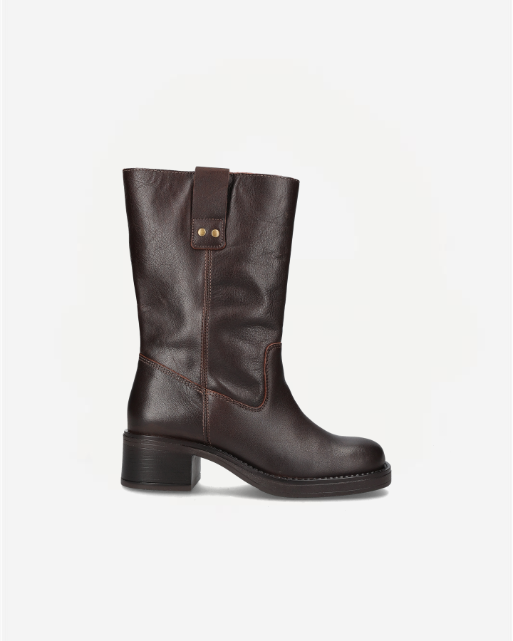 BIAMARY MID PULL ON BOOT PULL UP LEATHER | Brown