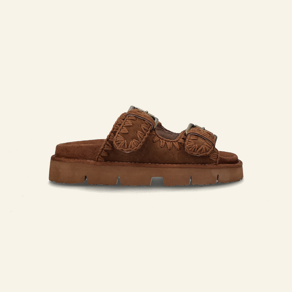 BIO SANDALS TWO BUCKLES MONOCHROME | Nut Brown