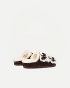 FURRY SANDAL REAL SHEEPSKIN | Chocolate