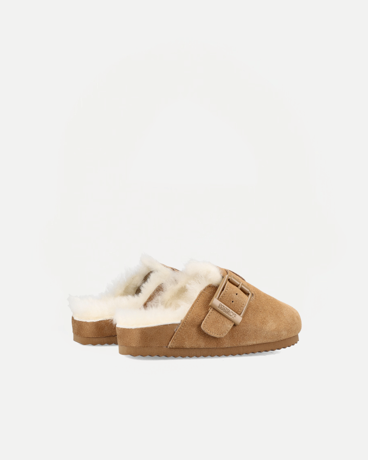 FURRY SABOT REAL SHEEPSKIN | Tan