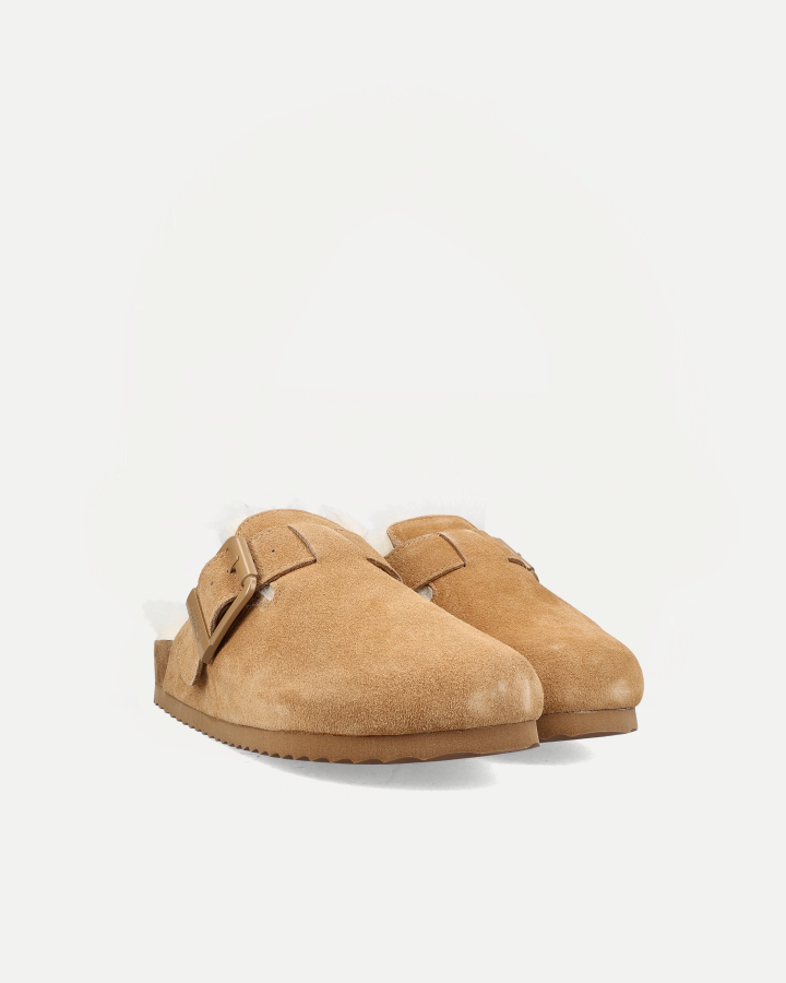 FURRY SABOT REAL SHEEPSKIN | Tan