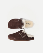 FURRY SABOT REAL SHEEPSKIN | Chocolate