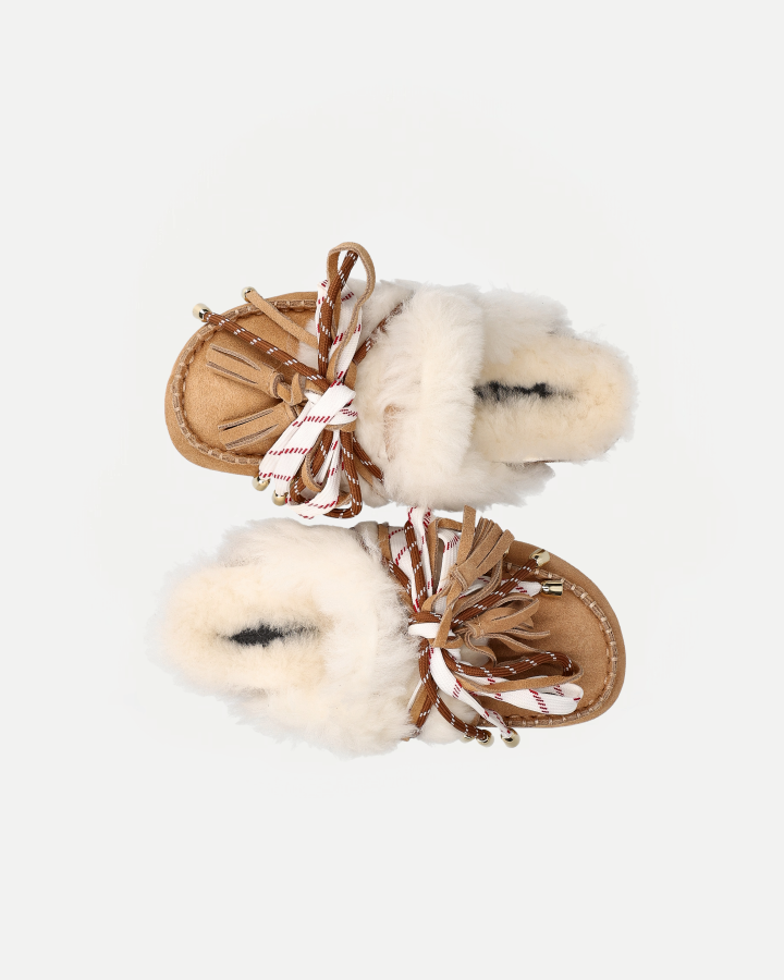 LACED UP SABOT SHEEPSKIN | Tan