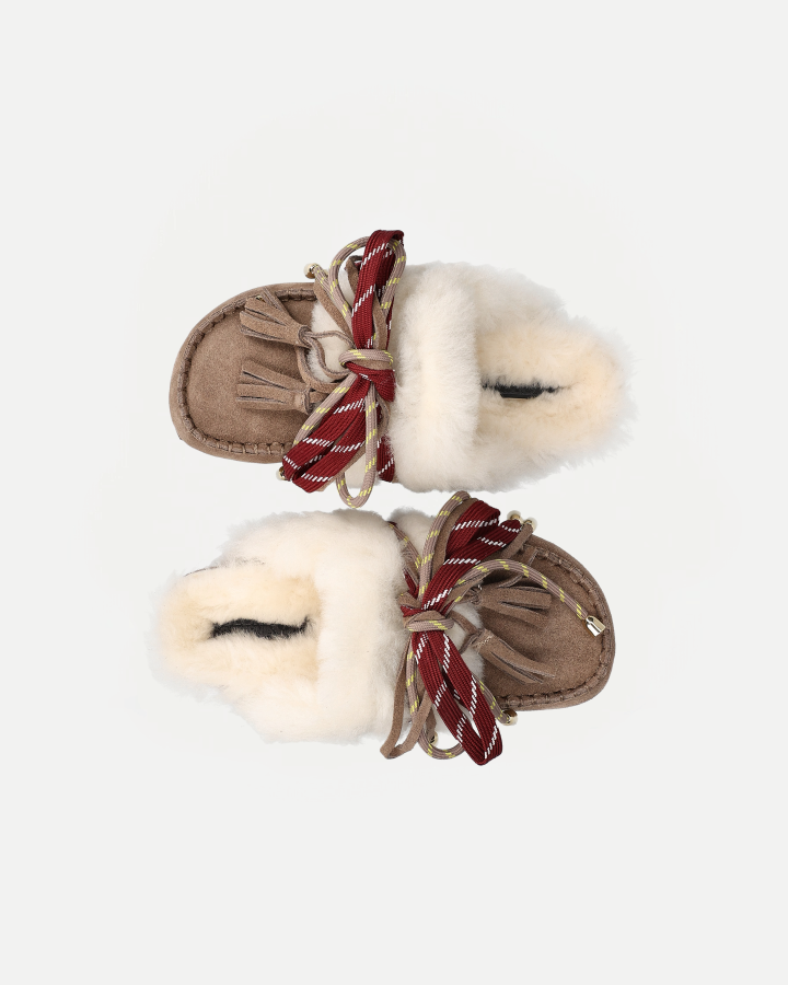 LACED UP SABOT SHEEPSKIN | Taupe