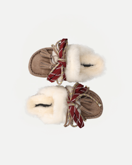 LACED UP SABOT SHEEPSKIN | Taupe