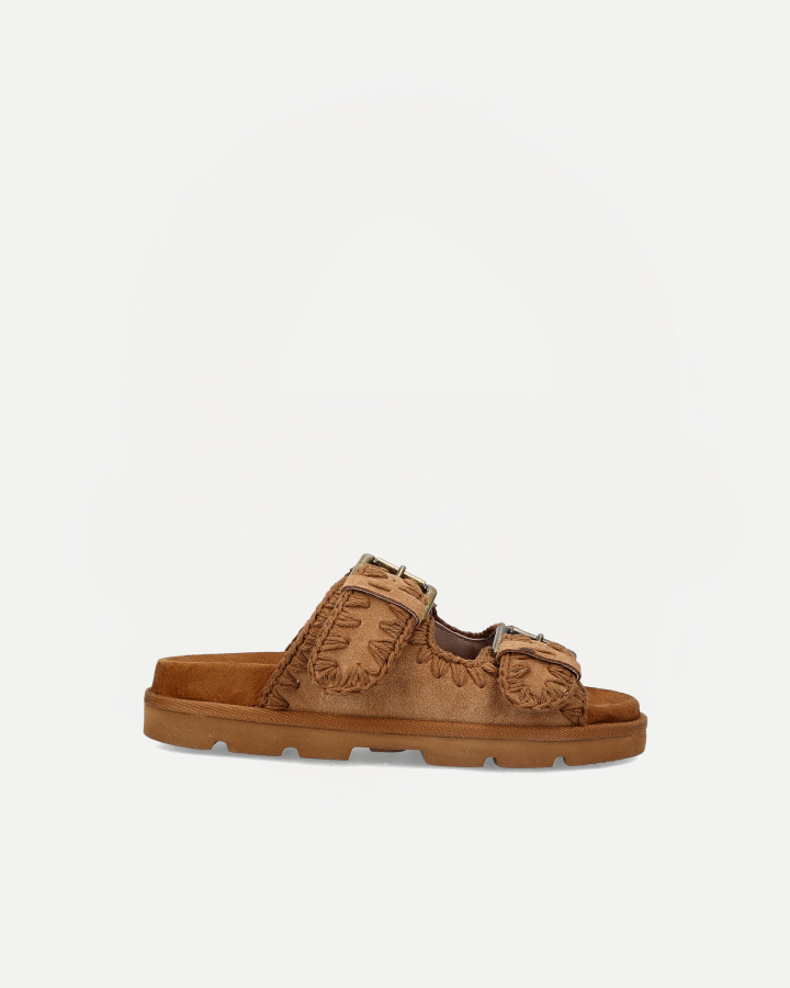 LOW BIO SANDAL TWO-BUCKLES MONOCHROME | Cognac