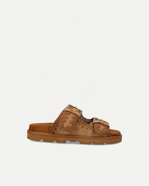 LOW BIO SANDAL TWO-BUCKLES MONOCHROME | Cognac