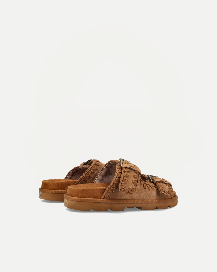 LOW BIO SANDAL TWO-BUCKLES MONOCHROME | Cognac