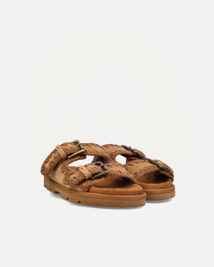 LOW BIO SANDAL TWO-BUCKLES MONOCHROME | Cognac