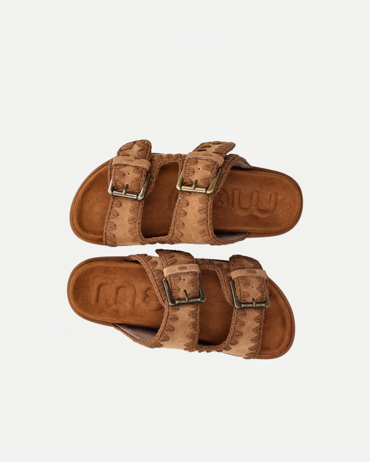 LOW BIO SANDAL TWO-BUCKLES MONOCHROME | Cognac