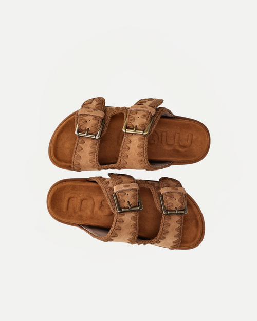 LOW BIO SANDAL TWO-BUCKLES MONOCHROME | Cognac