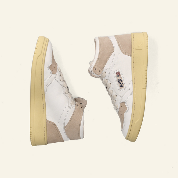 MID SNEAKER 80's | White/Suede Sand
