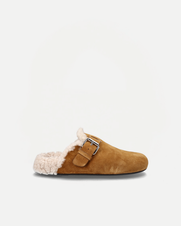 MIRVIN MULES | Cognac/Ecru