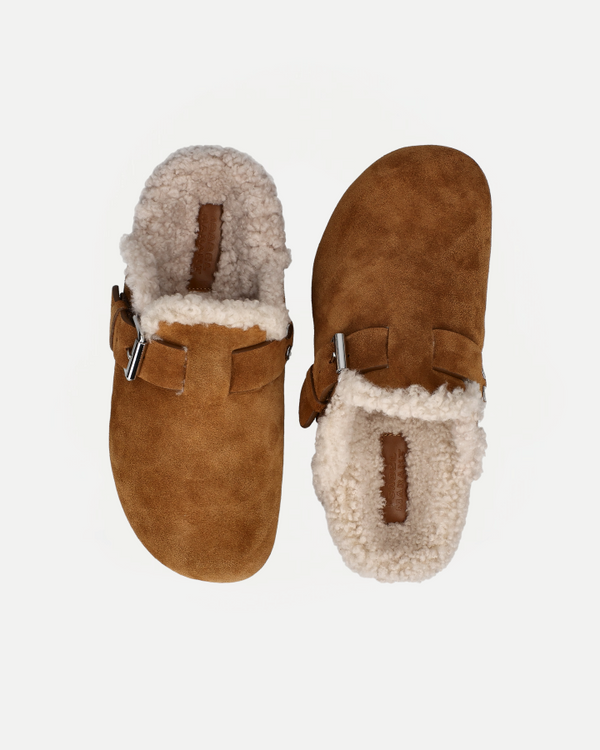 MIRVIN MULES | Cognac/Ecru