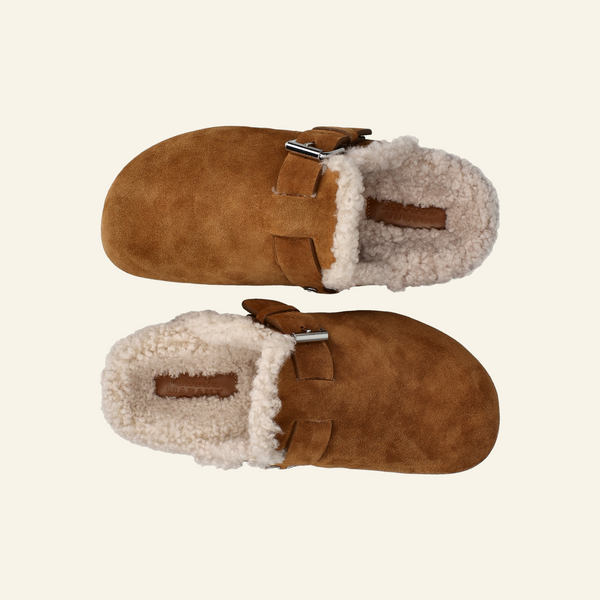 MIRVIN MULES | Cognac/Ecru