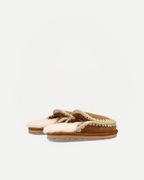 SUEDE SLIPPER FULL ESKIMO STITCH | Cognac