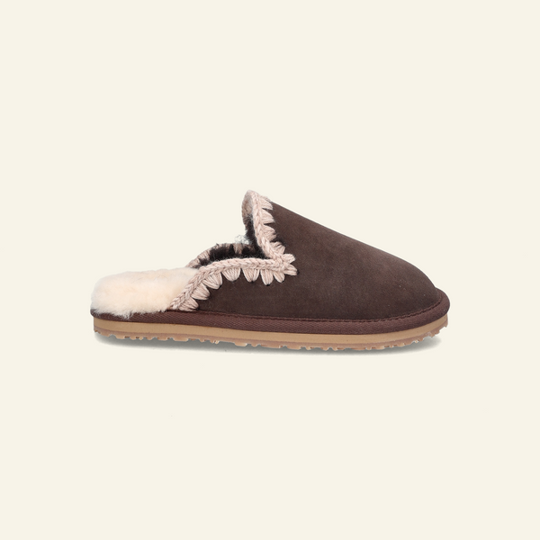 SUEDE SLIPPER FULL ESKIMO STITCH | Mocha