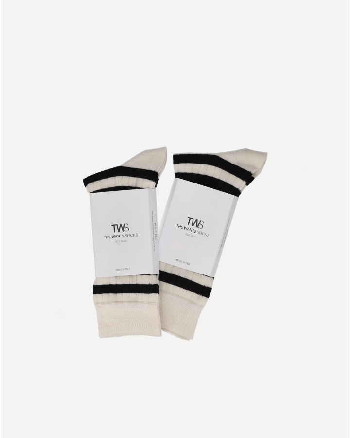 THE WANTS SOCKS I - Striped Ivory/Black